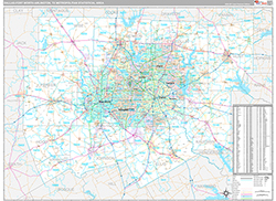 Dallas-Fort Worth-Arlington Metro Area Wall Map Premium Style 2026